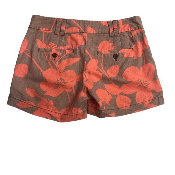 Ann Taylor LOFT Women’s Linen Blend Shorts Orange & Brown Size ￼0 Inseam 4” - Picture 2 of 9